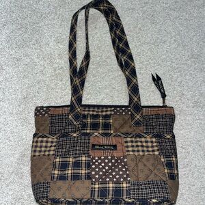 Bella Taylor Quilted Patchwork Tote Bag - Brown and Black grandmacore